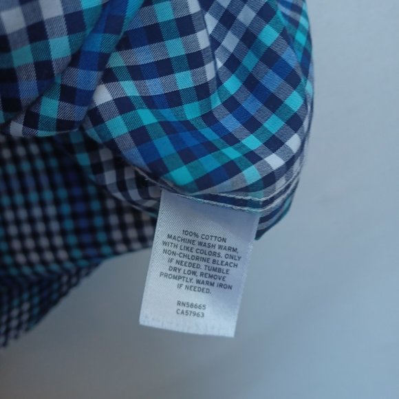 Nordstrom Short Sleeve Button Down Shirt,  Blue, White, Black Check, Size L - Picture 3 of 8